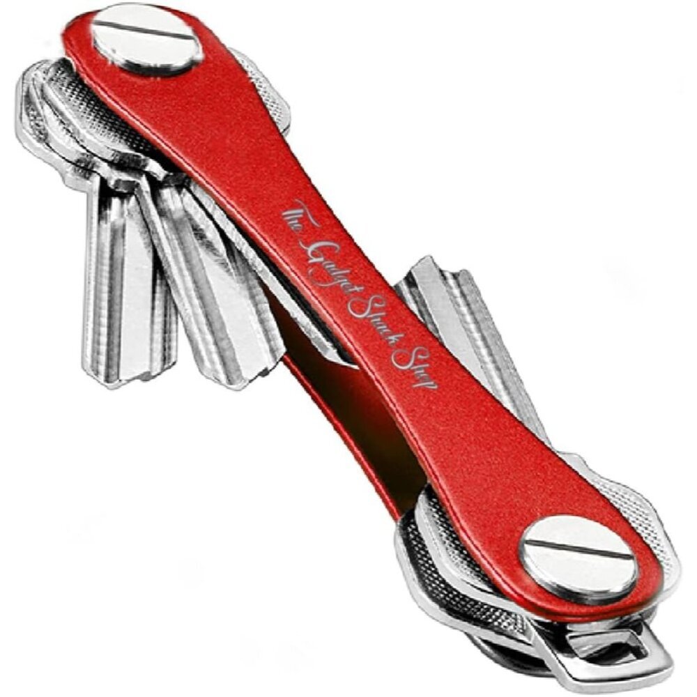 🆕 Men Red Smart Compact Keychain Holder Organizer Ensuring Silent Experience